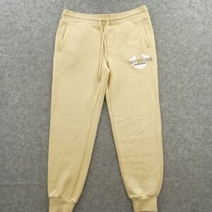 True Religion Sweatpants Joggers Mens Medium Beige Welt Fleece Logo Elastic Wais